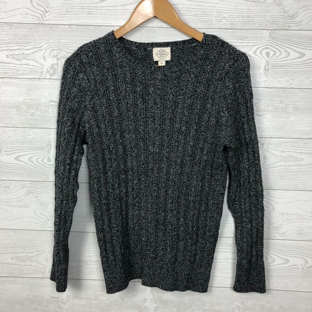 St John's Bay Women's Large PETITE Cable Knit Long Sleeve Pullover Sweater Gray
